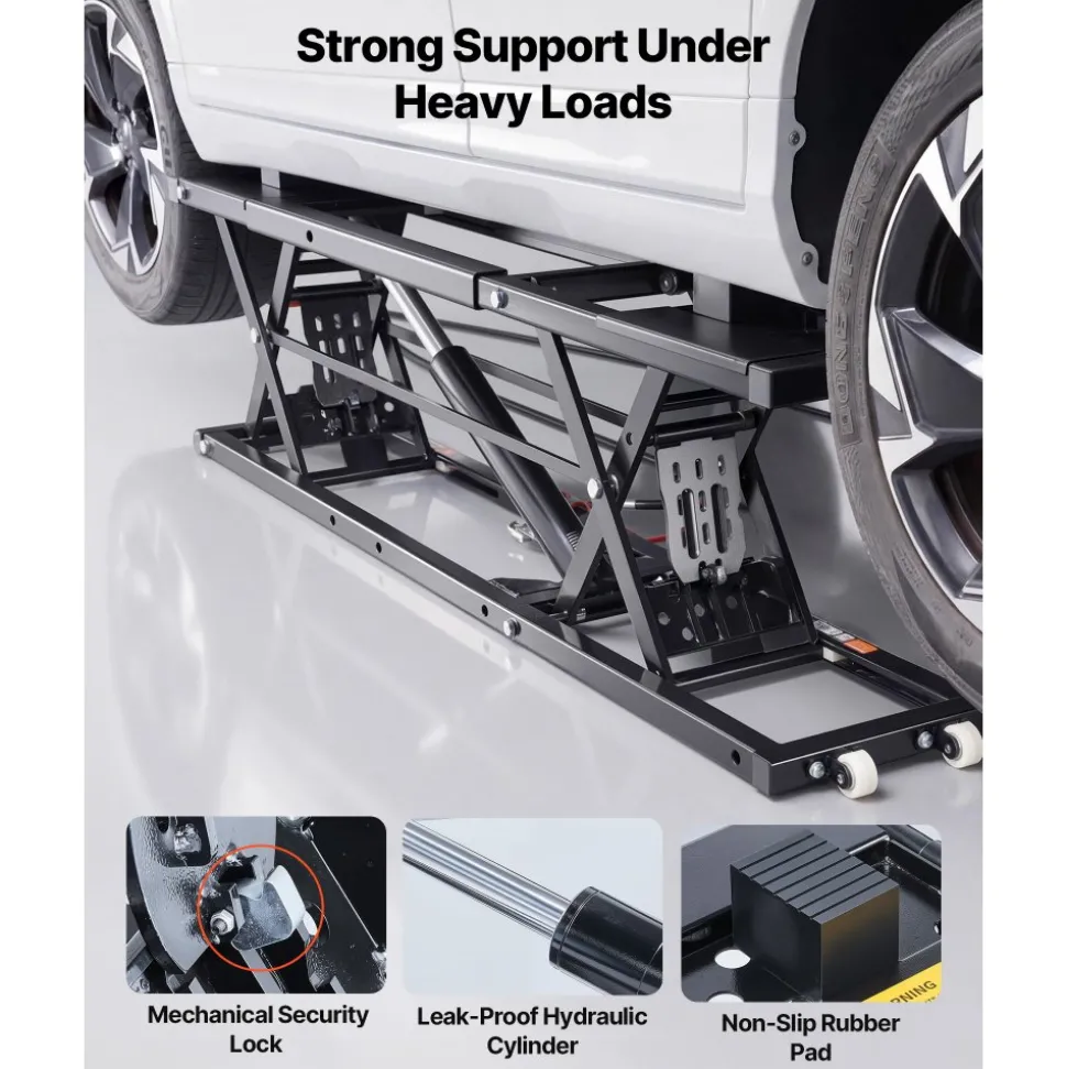 VEVOR Portable Car Lift, 9000 lbs Capacity, Heavy Duty Steel Truck Lift with 28" Max Height, 120V Power Unit, Wheels, 4 Rubber Pads & 4 Lifting Columns for Cars, SUVs, Trucks, Home Garage or Shop Use