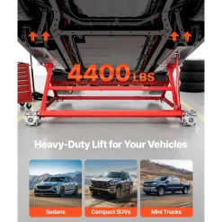 VEVOR Portable Car Lift, 4400 lbs Capacity, Heavy Duty Steel Quick Lift with 23