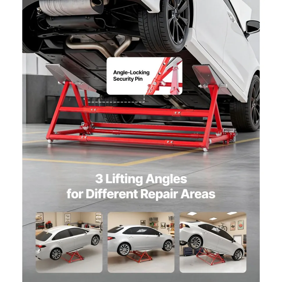 VEVOR Portable Car Lift, 4400 lbs Capacity, Heavy Duty Steel Quick Lift with 23" Max Height, Adjustable Width and Wheels, Manual Lifting for Cars, Compact SUVs, Mini Trucks, Home Garage or Shop Use