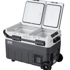 VEVOR Portable Car Refrigerator, 12 Volt Car Refrigerator Fridge, 50 L / 52.8 QT Dual Zone Portable Freezer, -4℉-68℉ Adjustable Temperature, Compressor Cooler for Home, Outdoor, Camping, RV, Car