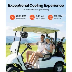 VEVOR Portable Clip Fan, Rechargeable Clip On Fan, USB Port with 3 Speeds & Circulation Mode, Strong Airflow Sturdy Clamp, Long Runtime for Desk, Golf Cart, Outdoor Camping Treadmill, Office, White