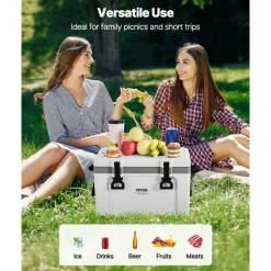 VEVOR Portable Cooler, 26 QT Hard Cooler with Ice Retention, Heavy-Duty Handles and Strap, Lightweight Rigid Material Insulated Portable Cooler, Suitable for Family Picnics and Short Trips