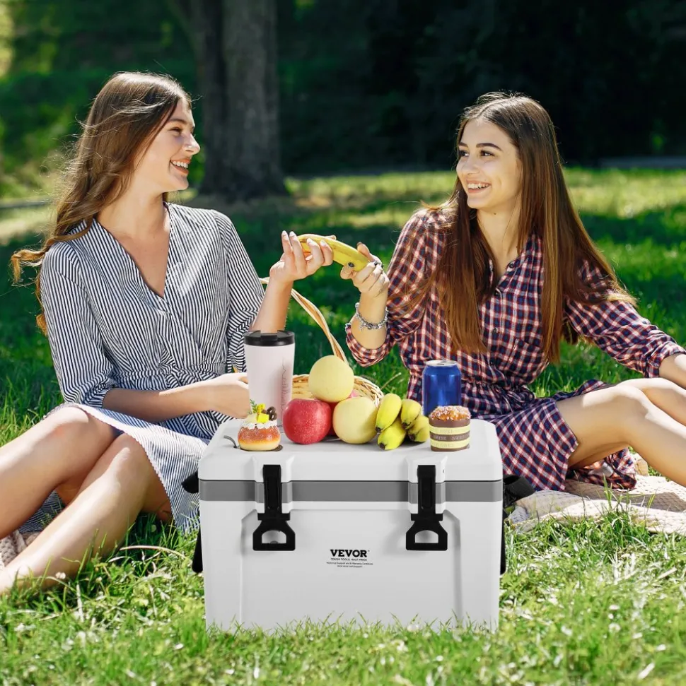 VEVOR Portable Cooler, 26 QT Hard Cooler with Ice Retention, Heavy-Duty Handles and Strap, Lightweight Rigid Material Insulated Portable Cooler, Suitable for Family Picnics and Short Trips