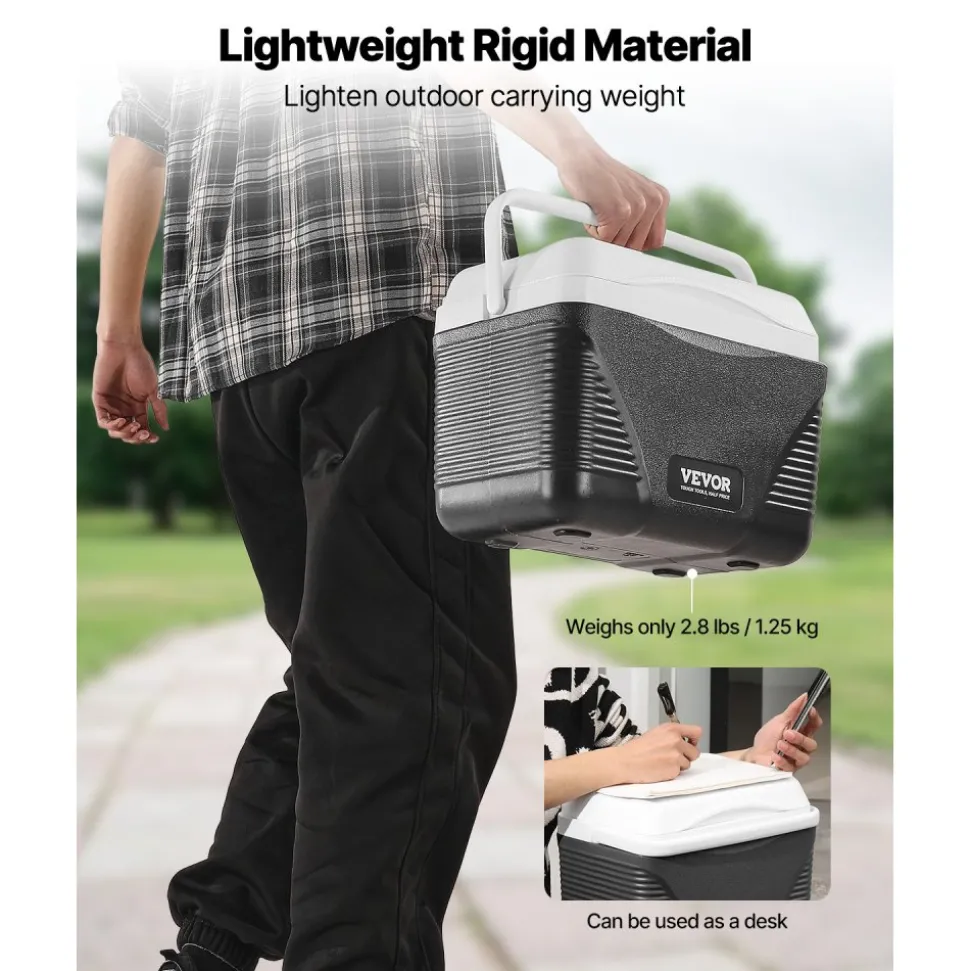 VEVOR Portable Cooler, 8.5 QT Hard Cooler with Ice Retention and Heavy-Duty Handles, Lightweight Rigid Material Insulated Portable Cooler, Suitable for Family Picnics and Short Trips