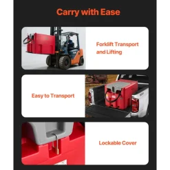 VEVOR Portable Diesel & Gasoline Tank, 116 Gallon, 10 GPM Flow Rate, Diesel Fuel Tank with 12V Electric Transfer Pump, 13.1ft Hose, Auto Fueling Nozzle, Transfer Tank for Easy Fuel Transportation, Red