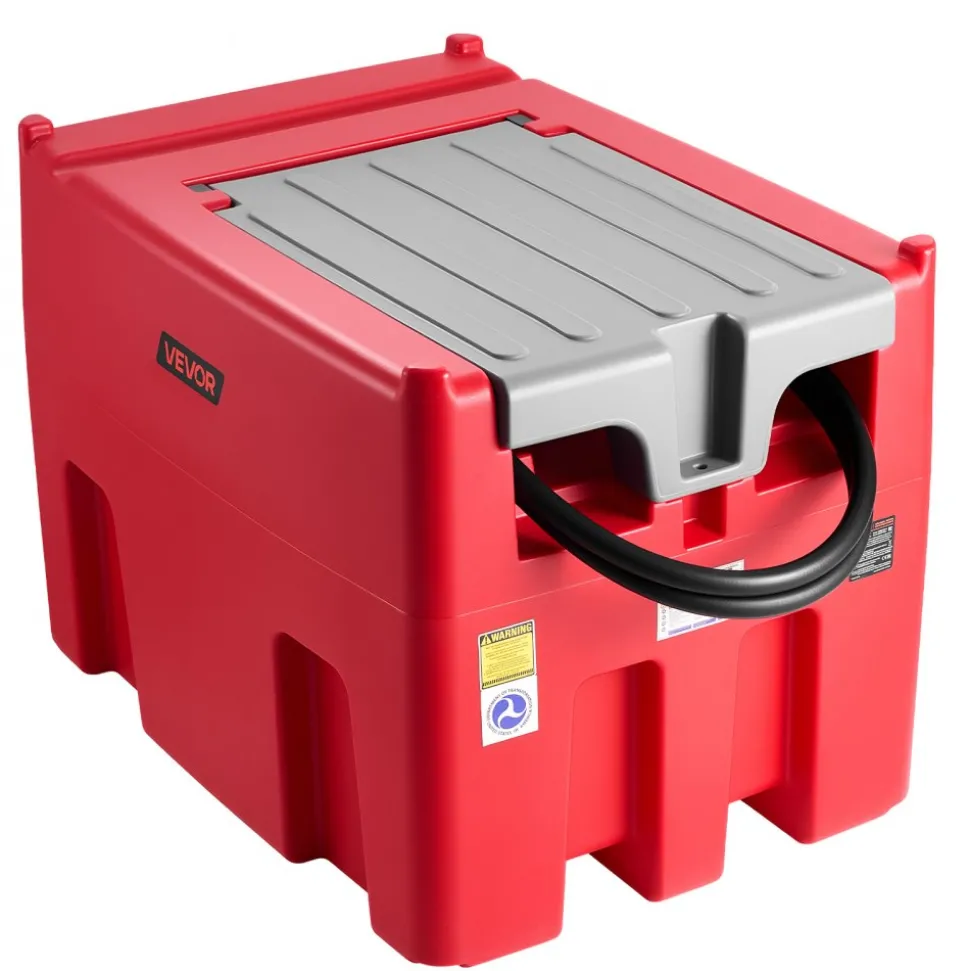 VEVOR Portable Diesel & Gasoline Tank, 116 Gallon, 10 GPM Flow Rate, Diesel Fuel Tank with 12V Electric Transfer Pump, 13.1ft Hose, Auto Fueling Nozzle, Transfer Tank for Easy Fuel Transportation, Red