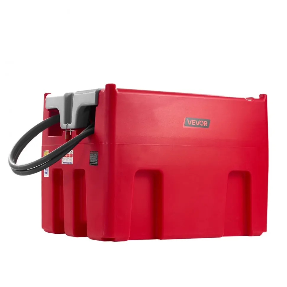 VEVOR Portable Diesel & Gasoline Tank, 116 Gallon, 10 GPM Flow Rate, Diesel Fuel Tank with 12V Electric Transfer Pump, 13.1ft Hose, Auto Fueling Nozzle, Transfer Tank for Easy Fuel Transportation, Red