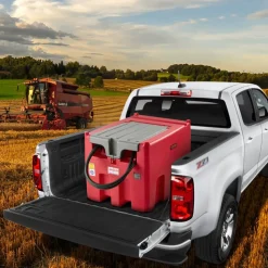 VEVOR Portable Diesel & Gasoline Tank, 116 Gallon, 10 GPM Flow Rate, Diesel Fuel Tank with 12V Electric Transfer Pump, 13.1ft Hose, Auto Fueling Nozzle, Transfer Tank for Easy Fuel Transportation, Red