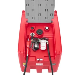 VEVOR Portable Diesel & Gasoline Tank, 116 Gallon, 10 GPM Flow Rate, Diesel Fuel Tank with 12V Electric Transfer Pump, 13.1ft Hose, Auto Fueling Nozzle, Transfer Tank for Easy Fuel Transportation, Red