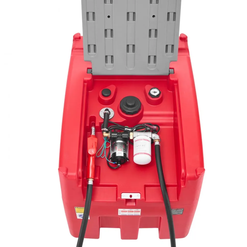 VEVOR Portable Diesel & Gasoline Tank, 116 Gallon, 10 GPM Flow Rate, Diesel Fuel Tank with 12V Electric Transfer Pump, 13.1ft Hose, Auto Fueling Nozzle, Transfer Tank for Easy Fuel Transportation, Red