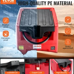 VEVOR Portable Diesel & Gasoline Tank, 48 Gallon, 10.6GPM Flow Rate, Diesel Fuel Tank with 12V Electric Transfer Pump, 13.1ft Hose, Auto Fueling Nozzle, Transfer Tank for Easy Fuel Transportation, Red
