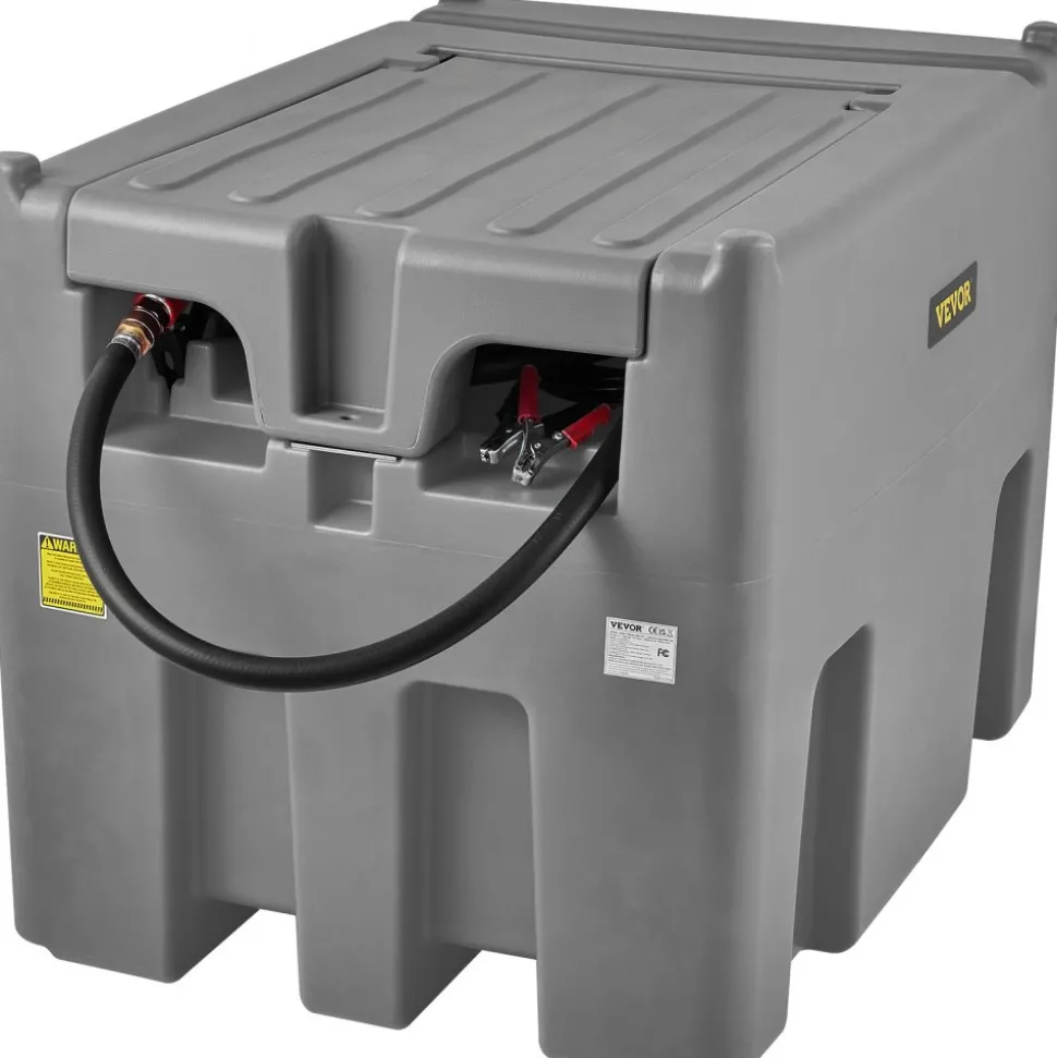 VEVOR Portable Diesel Tank, 116 Gallon Capacity & 10 GPM Flow Rate, Diesel Fuel Tank with 12V Electric Transfer Pump and 13.1ft Rubber Hose, PE Diesel Transfer Tank for Easy Fuel Transportation, Gray