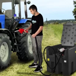 VEVOR Portable Diesel Tank, 128 Gallon Capacity & 10 GPM Flow Rate, Gas Fuel Tank with 12V Electric Transfer Pump and 13.1ft Rubber Hose, PE Diesel Transfer Tanks for Easy Fuel Transportation, Black