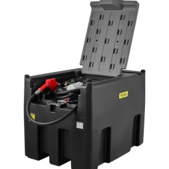 VEVOR Portable Diesel Tank, 128 Gallon Capacity & 10 GPM Flow Rate, Gas Fuel Tank with 12V Electric Transfer Pump and 13.1ft Rubber Hose, PE Diesel Transfer Tanks for Easy Fuel Transportation, Black