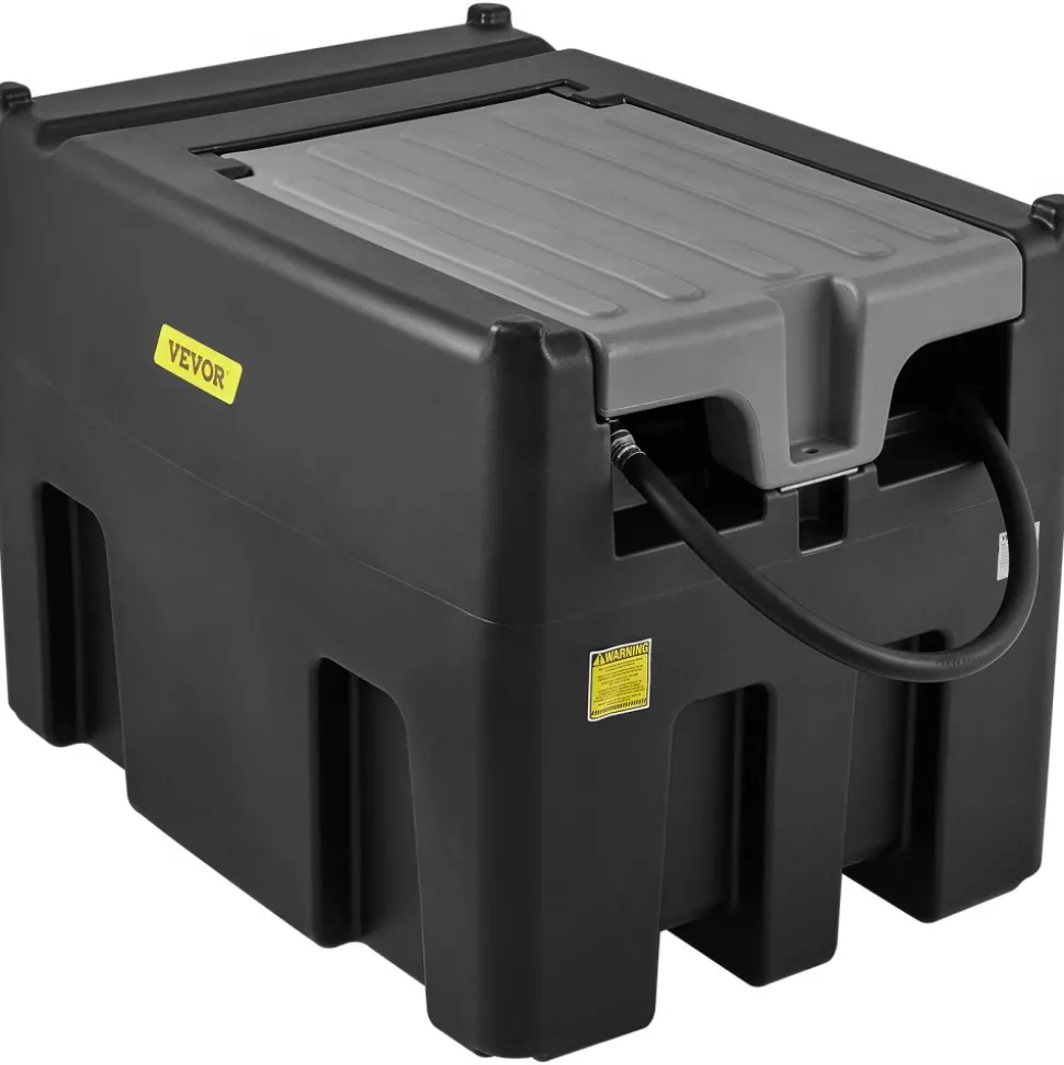 VEVOR Portable Diesel Tank, 128 Gallon Capacity & 10 GPM Flow Rate, Gas Fuel Tank with 12V Electric Transfer Pump and 13.1ft Rubber Hose, PE Diesel Transfer Tanks for Easy Fuel Transportation, Black