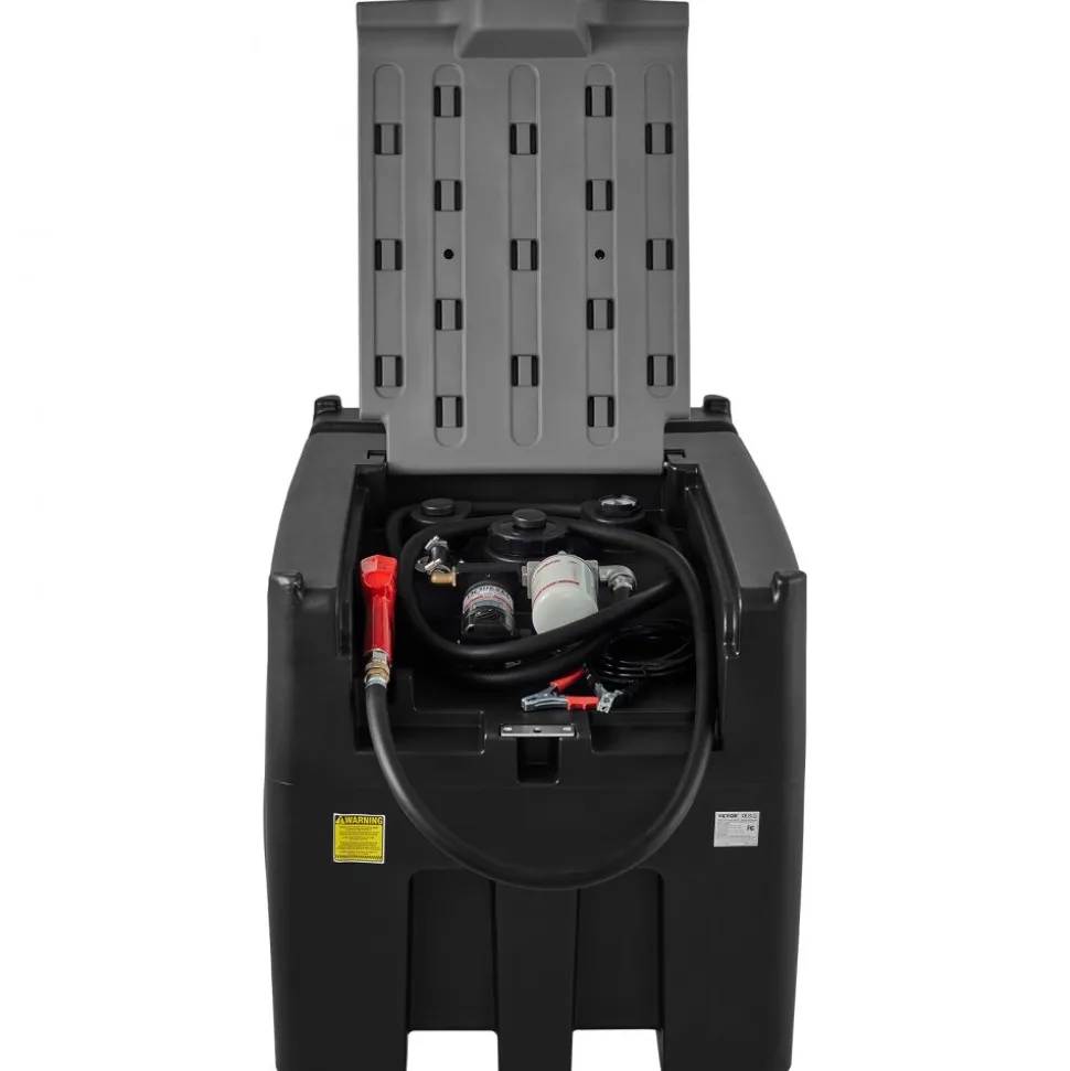 VEVOR Portable Diesel Tank, 128 Gallon Capacity & 10 GPM Flow Rate, Gas Fuel Tank with 12V Electric Transfer Pump and 13.1ft Rubber Hose, PE Diesel Transfer Tanks for Easy Fuel Transportation, Black