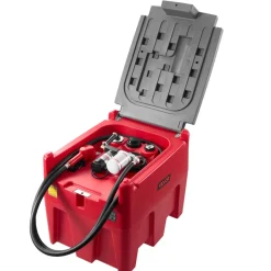 VEVOR Portable Diesel Tank, 58 Gallon Capacity & 10.6 GPM Flow Rate, Fuel Tank with 12V Electric Transfer Pump and 13.1ft Rubber Hose, PE Diesel Transfer Tanks for Easy Fuel Transportation, Red
