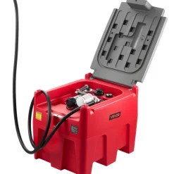 VEVOR Portable Diesel Tank, 58 Gallon Capacity & 10.6 GPM Flow Rate, Fuel Tank with 12V Electric Transfer Pump and 13.1ft Rubber Hose, PE Diesel Transfer Tanks for Easy Fuel Transportation, Red