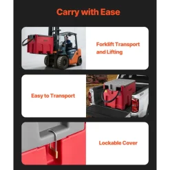 VEVOR Portable Diesel Tank, 58 Gallon Capacity & 10.6 GPM Flow Rate, Fuel Tank with 12V Electric Transfer Pump and 13.1ft Rubber Hose, PE Diesel Transfer Tanks for Easy Fuel Transportation, Red