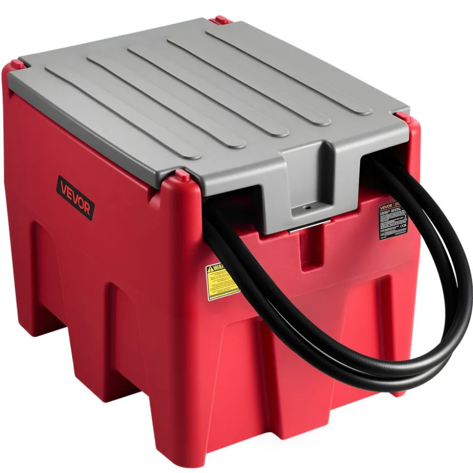 VEVOR Portable Diesel Tank, 58 Gallon Capacity & 10.6 GPM Flow Rate, Fuel Tank with 12V Electric Transfer Pump and 13.1ft Rubber Hose, PE Diesel Transfer Tanks for Easy Fuel Transportation, Red