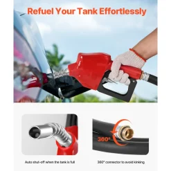 VEVOR Portable Diesel Tank, 58 Gallon Capacity & 10.6 GPM Flow Rate, Fuel Tank with 12V Electric Transfer Pump and 13.1ft Rubber Hose, PE Diesel Transfer Tanks for Easy Fuel Transportation, Red