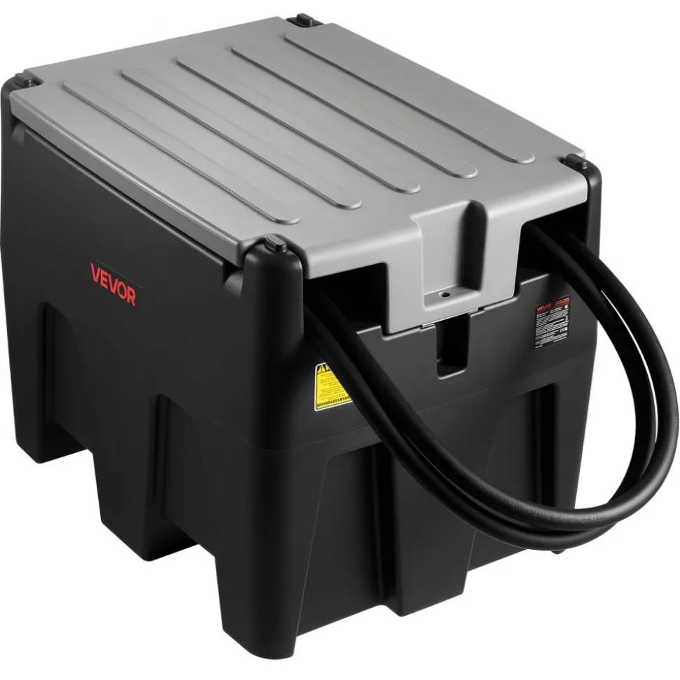 VEVOR Portable Diesel Tank, 58 Gallon Capacity & 10 GPM Flow Rate, Fuel Tank with 12V Electric Transfer Pump and 13.1ft Rubber Hose, PE Diesel Transfer Tanks for Easy Fuel Transportation, Black