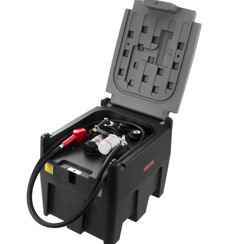 VEVOR Portable Diesel Tank, 58 Gallon Capacity & 10 GPM Flow Rate, Fuel Tank with 12V Electric Transfer Pump and 13.1ft Rubber Hose, PE Diesel Transfer Tanks for Easy Fuel Transportation, Black