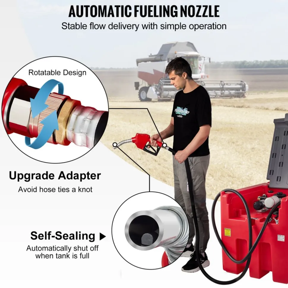 VEVOR Portable Diesel Tank, 58 Gallon Capacity & 10 GPM Flow Rate, Fuel Tank with 12V Electric Transfer Pump and 13.1ft Rubber Hose, PE Diesel Transfer Tanks for Easy Fuel Transportation, Grey