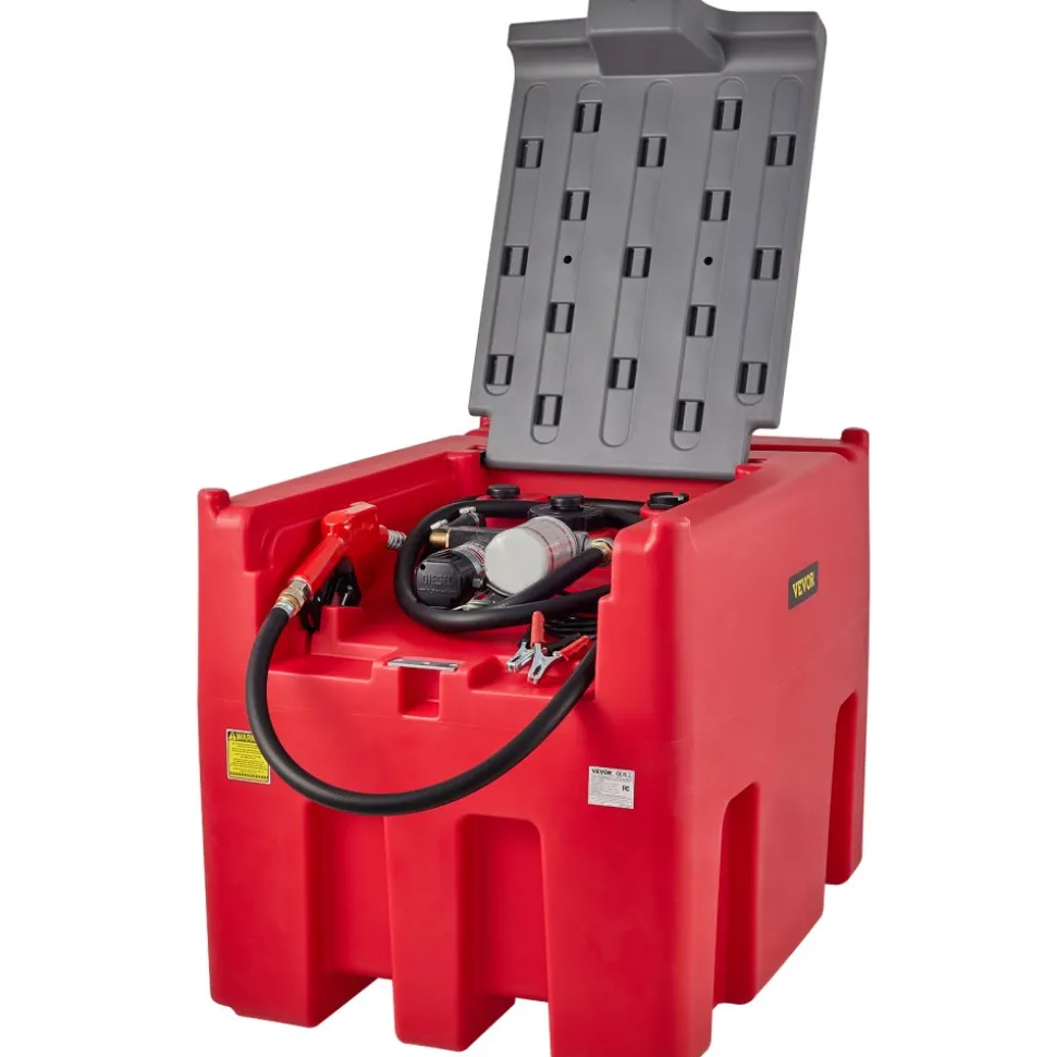 VEVOR Portable Diesel Tank, 58 Gallon Capacity & 10 GPM Flow Rate, Fuel Tank with 12V Electric Transfer Pump and 13.1ft Rubber Hose, PE Diesel Transfer Tanks for Easy Fuel Transportation, Grey