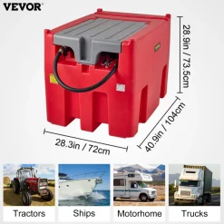 VEVOR Portable Diesel Tank, 58 Gallon Capacity & 10 GPM Flow Rate, Fuel Tank with 12V Electric Transfer Pump and 13.1ft Rubber Hose, PE Diesel Transfer Tanks for Easy Fuel Transportation, Grey