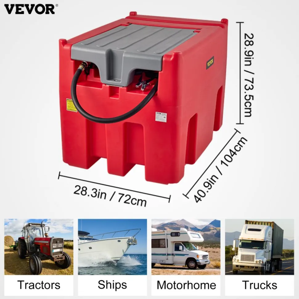 VEVOR Portable Diesel Tank, 58 Gallon Capacity & 10 GPM Flow Rate, Fuel Tank with 12V Electric Transfer Pump and 13.1ft Rubber Hose, PE Diesel Transfer Tanks for Easy Fuel Transportation, Grey