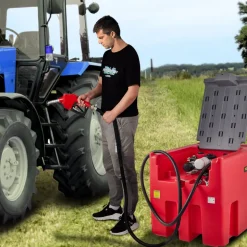 VEVOR Portable Diesel Tank, 58 Gallon Capacity & 10 GPM Flow Rate, Fuel Tank with 12V Electric Transfer Pump and 13.1ft Rubber Hose, PE Diesel Transfer Tanks for Easy Fuel Transportation, Grey
