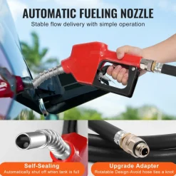 VEVOR Portable Diesel Tank, 48 Gallon, 10.6GPM Flow Rate, Diesel Fuel Tank with 12V Electric Transfer Pump, 13.1 ft Hose, Auto Fueling Nozzle, Diesel Transfer Tank for Easy Fuel Transportation, Orange