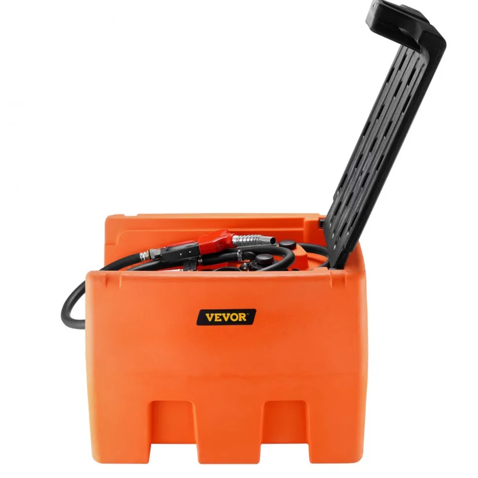 VEVOR Portable Diesel Tank, 48 Gallon, 10.6GPM Flow Rate, Diesel Fuel Tank with 12V Electric Transfer Pump, 13.1 ft Hose, Auto Fueling Nozzle, Diesel Transfer Tank for Easy Fuel Transportation, Orange