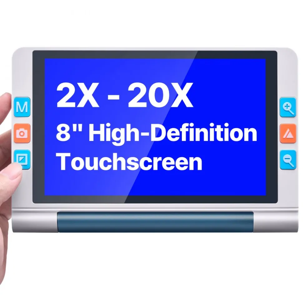 VEVOR Portable Digital Magnifier, 8-inch Touchscreen Electronic Video Magnifier for Low Version, 2X - 20X Electronic Reading Aid with 13MP Auto-Focus HD Lens, 26 Color Mode, HDMI Output & 16GB Storage