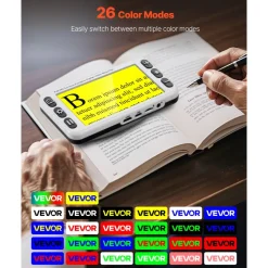 VEVOR Portable Digital Magnifier, 5-inch HD Electronic Video Magnifier for Low Version, 2X - 48X Electronic Reading Aid with 13MP Near & Far Dual Lens, 26 Color Mode, AV/HDMI Output & Foldable Handle