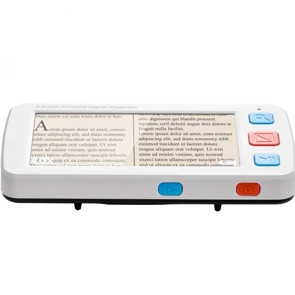 VEVOR Portable Digital Magnifier, 5-inch HD Electronic Video Magnifier for Low Version, 4X - 32X Zoom Electronic Reading Aid with 17 Color Mode, AV Output, Foldable Handle & 5-Level Screen Brightness