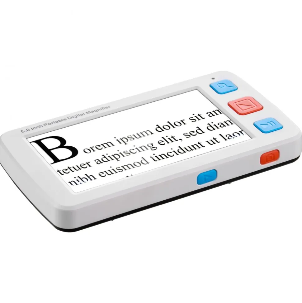 VEVOR Portable Digital Magnifier, 5-inch HD Electronic Video Magnifier for Low Version, 4X - 32X Zoom Electronic Reading Aid with 17 Color Mode, AV Output, Foldable Handle & 5-Level Screen Brightness