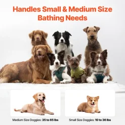 VEVOR Portable Dog Bathtub, Elevated & Foldable Space-saving Pet Shower Station with Efficient Drainage, Bathing Tub for Washing & Grooming Small and Medium Size Dogs and Cats Indoor & Outdoor, Grey
