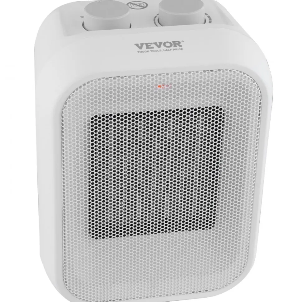 VEVOR Portable Electric Space Heater with Thermostat, 1000W/1500W 2-Level Adjustable Quiet Ceramic Heater Fan, 9 in Tip-Over Shutdown Flame-Retardant PP Small Heaters for Office Room Desk Indoor Use