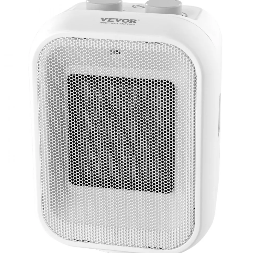 VEVOR Portable Electric Space Heater with Thermostat, 1000W/1500W 2-Level Adjustable Quiet Ceramic Heater Fan, 9 in Tip-Over Shutdown Flame-Retardant PP Small Heaters for Office Room Desk Indoor Use