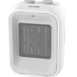 VEVOR Portable Electric Space Heater with Thermostat, 1000W/1500W 2-Level Adjustable Quiet Ceramic Heater Fan, 9 in Tip-Over Shutdown Flame-Retardant PP Small Heaters for Office Room Desk Indoor Use