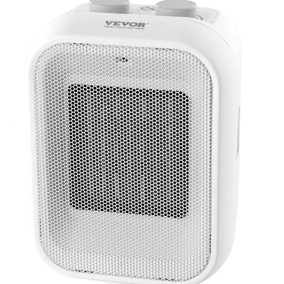 VEVOR Portable Electric Space Heater with Thermostat, 1000W/1500W 2-Level Adjustable Quiet Ceramic Heater Fan, 9 in Tip-Over Shutdown Flame-Retardant PP Small Heaters for Office Room Desk Indoor Use
