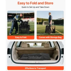 VEVOR Portable Folding Bench, 6 Seat Soccer Bench with Storage Pockets Cup Holders & Carrying Bag, Lightweight Sideline Seating with Sunshade for Football, Baseball, Camping, Outdoor Events, Black