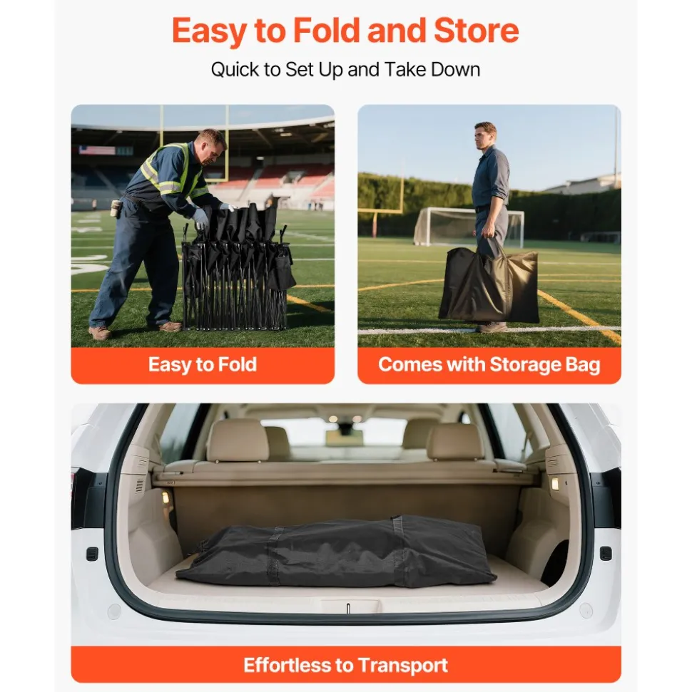 VEVOR Portable Folding Bench, 6 Seat Soccer Bench with Storage Pockets Cup Holders & Carrying Bag, Lightweight Sideline Seating with Sunshade for Football, Baseball, Camping, Outdoor Events, Black