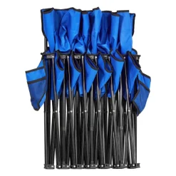 VEVOR Portable Folding Bench, 6 Seat Foldable Soccer Bench with Side Pockets and Carrying Bag, Lightweight Sideline Seating with Back Rest for Football, Baseball, Camping, Outdoor Events, Blue
