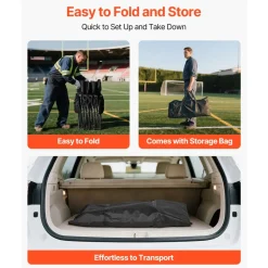 VEVOR Portable Folding Bench, 6 Seat Soccer Bench with Multiple Storage Pockets & Carrying Bag, Lightweight Sideline Seating with Back Rest for Football, Baseball, Camping, Outdoor Events, Black