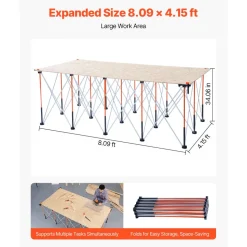 VEVOR Portable Folding Workstand, 6.12 x 4.14 ft Collapsible Workbench, 4500 lbs Weight Capacity, No Assembly Foldable Work Stand with Storage Bag, Table Top NOT Included, for Garage Workshop Outdoor