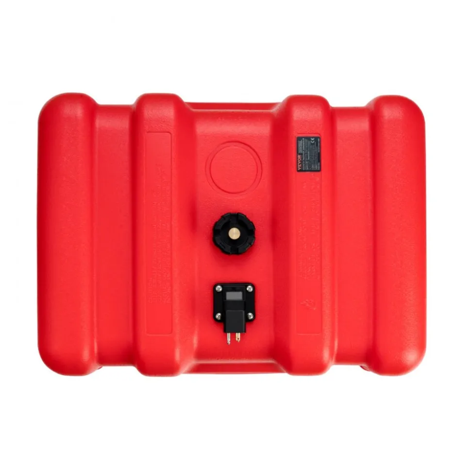 VEVOR Portable Fuel Tank, 12 Gallon/55L, Plastic Outboard Marine Tank with Hose, Easy to Carry for Yacht, Fishing, Deck Boats, Red