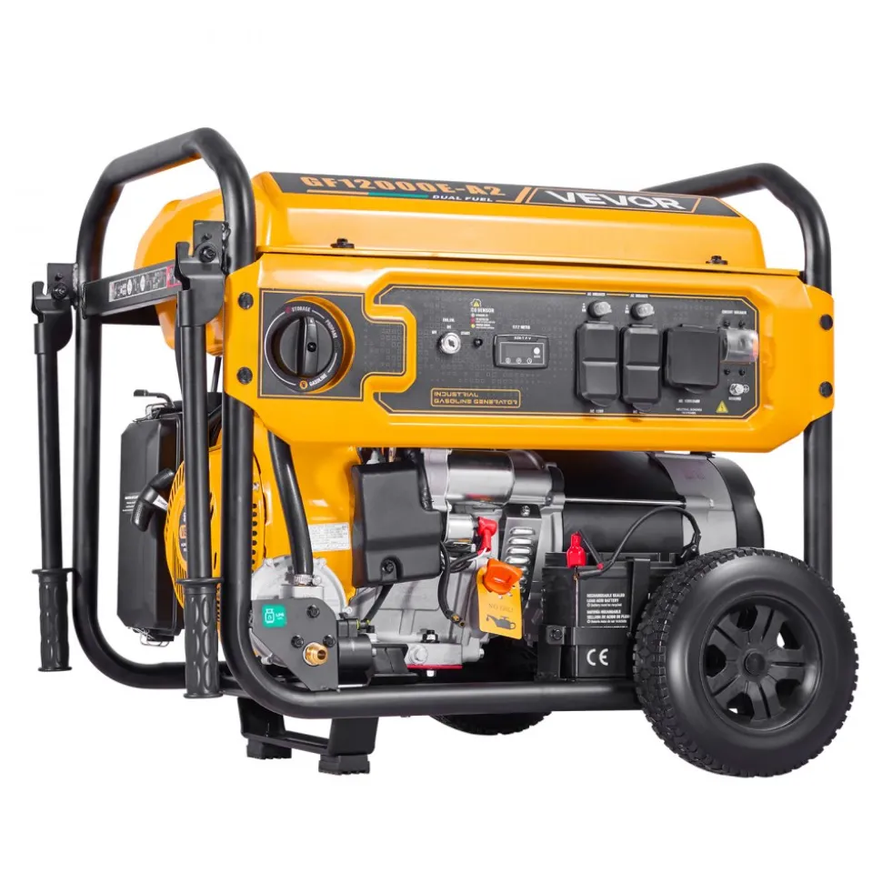 VEVOR Portable Generator, Gasoline 13500W Peak Watt & LPG 12000W Peak Watt Dual Fuel Generator, Home Backup Generators with Electric Start, Gasoline & LPG Powered, CO Sensor, 20A & 50A Outlets
